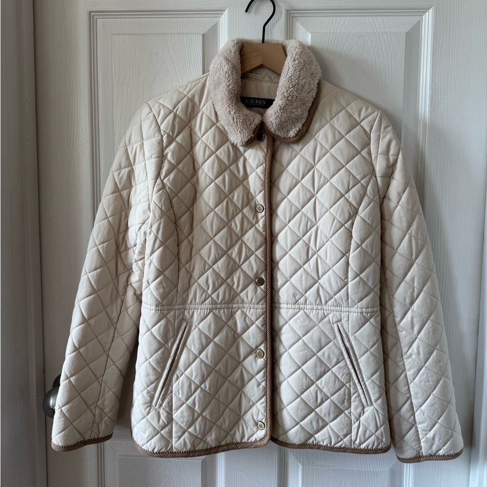 Lauren Ralph Lauren Faux-Sherpa-Collar Quilted Coat - Petite S